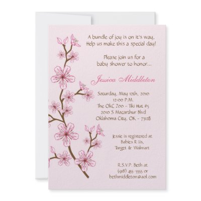 5x7 Lt Pink Cherry Blossom Baby Shower Invitation by thepapergenius
