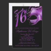 5x7 Masquerade Mask Sweet 16 Birthday Invitation