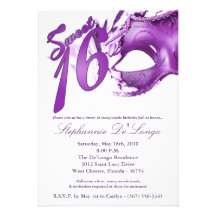 5x7 Masquerade Mask Sweet 16 Birthday Invitation