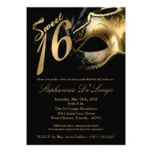 5x7 Masquerade Mask Sweet 16 Birthday Invitation