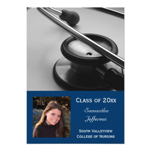 5x7 Medical School Nursing Photo Graduation Invite (front side)