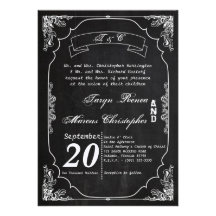 5x7 Modern Chalkboard Vintage Wedding Invitation