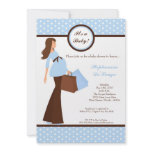 5x7 Modern Mod Mom Shopping Baby Shower Invitation
