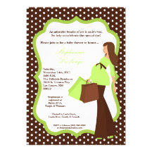 5x7 Modern Mod Mom Shopping Baby Shower Invitation