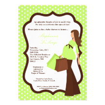 5x7 Modern Mod Mom Shopping Baby Shower Invitation