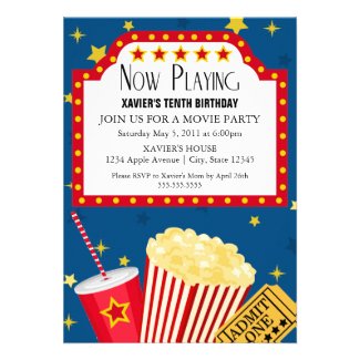 5x7 Movie Party Invite