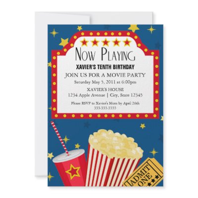 5x7 Movie Party Invite by ohbabypaperie
