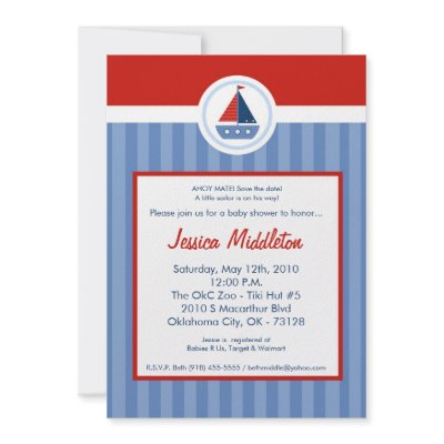 5x7 Nautic Sailor Sail Boat Baby Shower Invitation by thepapergenius