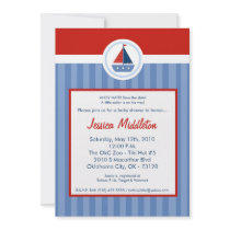 5x7 Nautic Sailor Sail Boat Baby Shower Invitation