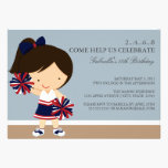 5x7 Navy/Red Cheerleader Birthday Party Invite invitations