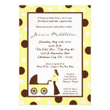 5x7 Neu Yellow Mom Carriage Baby Shower Invitation