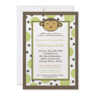 5x7 Neutr Modern Mod Monkey Baby Shower Invitation invitation