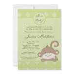 5x7 Neutral PolkaDot Monkey Baby Shower Invitation
