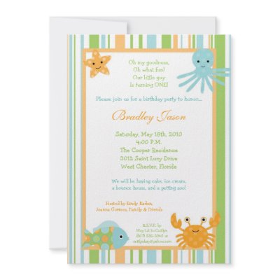 5x7 Ocean Sea Life Octopus Birthday Invitation by AnnLeeDesigns