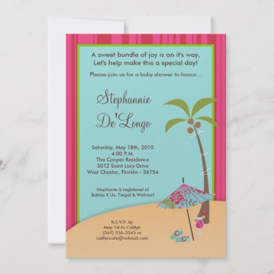 Baby Shower Invitations Beach Theme on 5x7 On The Beach Tropical Baby Shower Invitation By Annleedesigns