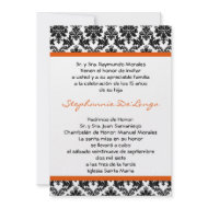 5x7 Orange Damask Quinceanera Invitation invitation