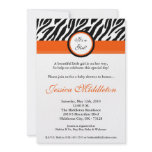 5x7 Orange Zebra Print Baby Shower Invitation