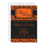 5x7 Orange Zebra Print Birthday Party Invitation