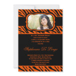 5x7 Orange Zebra Print Quinceanera Invitation