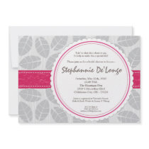 5x7 Pink Band Leaf Foliage Brida Shower Invitation