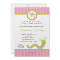 5x7 Pink Caterpillar Insect Baby Shower Invitation