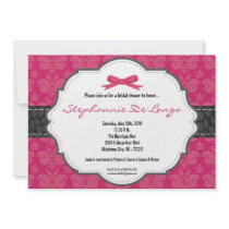 5x7 Pink Damask Cheetah Bridal Shower Invitation