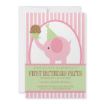 5x7 Pink Elephant Birthday Invitation