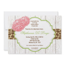 5x7 Pink Flower Cheetah Baby Shower Invitation