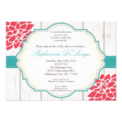 5x7 Pink Flower Floral Baby Shower Invitation