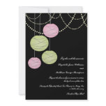 5x7 Pink & Green Paper Lanterns Wedding Invite