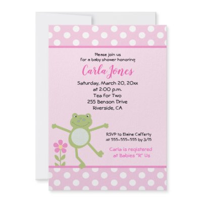 5x7 Pink Leap Frog Girl Baby Shower Invitation by allpetscherished