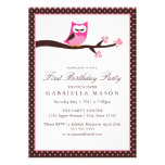 5x7 Pink Owl Birthday Party Invite
