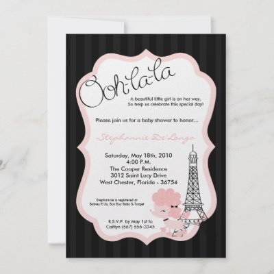 Baby Themed Paper on 5x7 Pink Poodle In Paris Baby Shower Invitation By Annleedesigns