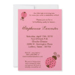 5x7 Pink Spring Lady Bug Birthday Party Invitation