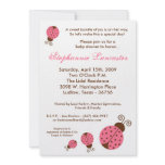 5x7 Pink Spring Lady Bugs Baby Shower Invitation