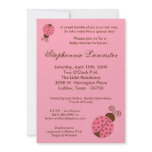 5x7 Pink Spring Lady Bugs Baby Shower Invitation