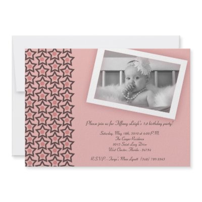 5x7 Pink Star Photo Birthday Party Invitation by AnnLeeDesigns
