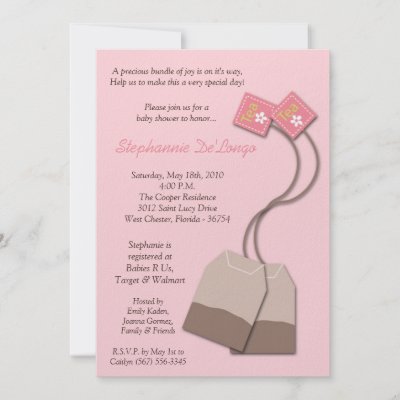 Baby Shower Favors  on 5x7 Pink Tea Bag Tea Party Baby Shower Invitation By Annleedesigns