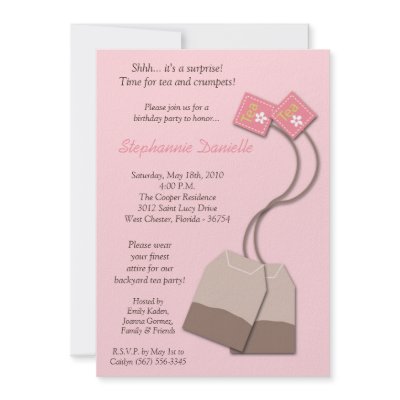 5x7 pink tea bag tea party