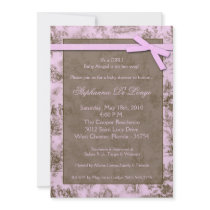 5x7 Pink Toile PeopleFabric Baby Shower Invitation