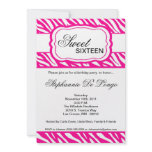 5x7 Pink Zebra Print Birthday Party Invitation