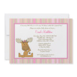 5x7 PinkGirl Woodland Moose Baby Shower Invitation