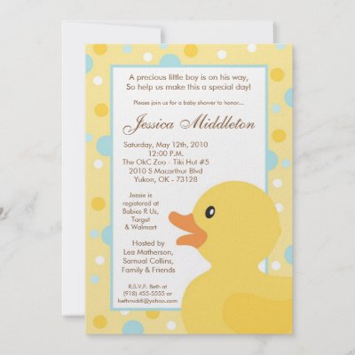 Rubber Ducky Themed Baby Shower on 5x7 Polka Dot Rubber Ducky Baby Shower Invitation By Thepapergenius