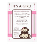 5x7 Pop Monkey Pink Jungle Baby Shower Invitation
