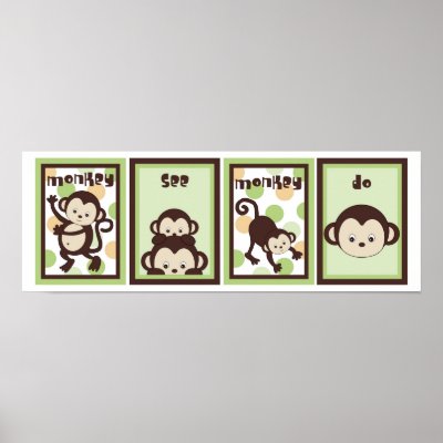 Childrens Wall on Monkey Animal Childrens Wall Art Nursery