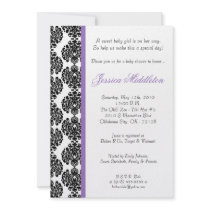 5x7 Purple Damask Lace Baby Shower Invitation