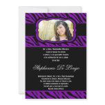 5x7 Purple Zebra Print Quinceanera Invitation