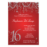 5x7 Red Diamond Sweet 16 Birthday Invitation