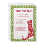 5x7 Red Green Stocking Christmas Party Invitation