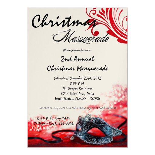 5x7 red masquerade christmas invitation zazzle 5x7 christmas card